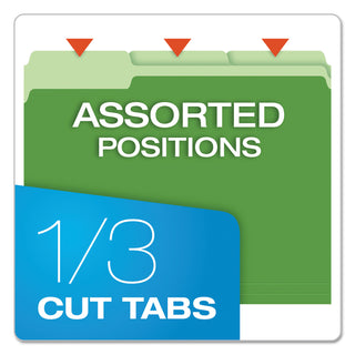 Pendaflex® Colored File Folders, 1/3-Cut Tabs, Letter Size, Green/Light Green, 100/Box (ESS15213BGR)