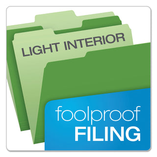 Pendaflex® Colored File Folders, 1/3-Cut Tabs, Letter Size, Green/Light Green, 100/Box (ESS15213BGR)