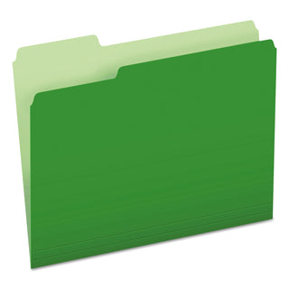 Pendaflex® Colored File Folders, 1/3-Cut Tabs, Letter Size, Green/Light Green, 100/Box (ESS15213BGR)