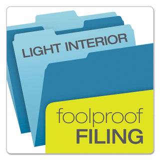 Pendaflex® Colored File Folders, 1/3-Cut Tabs, Letter Size, Blue/Light Blue, 100/Box (ESS15213BLU)