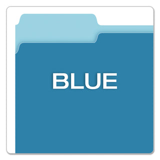 Pendaflex® Colored File Folders, 1/3-Cut Tabs, Letter Size, Blue/Light Blue, 100/Box (ESS15213BLU)