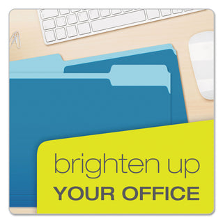 Pendaflex® Colored File Folders, 1/3-Cut Tabs, Letter Size, Blue/Light Blue, 100/Box (ESS15213BLU)