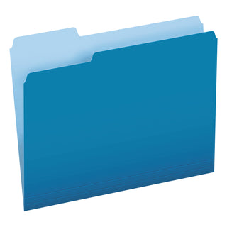 Pendaflex® Colored File Folders, 1/3-Cut Tabs, Letter Size, Blue/Light Blue, 100/Box (ESS15213BLU)