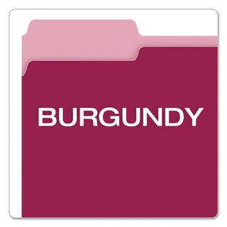Pendaflex® Colored File Folders, 1/3-Cut Tabs, Letter Size, Burgundy/Light Burgundy, 100/Box (ESS15213BUR)