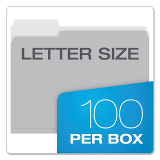 Pendaflex® Colored File Folders, 1/3-Cut Tabs, Letter Size, Gray/Light Gray, 100/Box (ESS15213GRA)