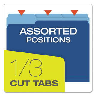 Pendaflex® Colored File Folders, 1/3-Cut Tabs, Letter Size, Navy Blue/Light Blue, 100/Box (ESS15213NAV)