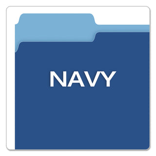 Pendaflex® Colored File Folders, 1/3-Cut Tabs, Letter Size, Navy Blue/Light Blue, 100/Box (ESS15213NAV)