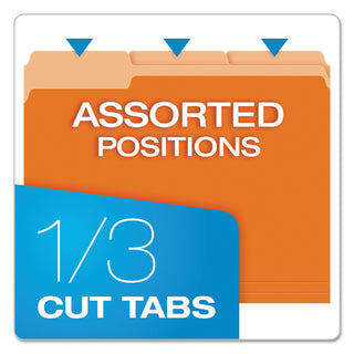 Pendaflex® Colored File Folders, 1/3-Cut Tabs, Letter Size, Orange/Light Orange, 100/Box (ESS15213ORA)