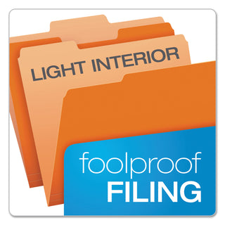 Pendaflex® Colored File Folders, 1/3-Cut Tabs, Letter Size, Orange/Light Orange, 100/Box (ESS15213ORA)
