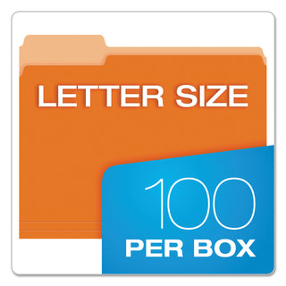 Pendaflex® Colored File Folders, 1/3-Cut Tabs, Letter Size, Orange/Light Orange, 100/Box (ESS15213ORA)
