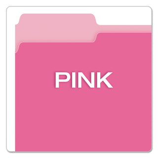 Pendaflex® Colored File Folders, 1/3-Cut Tabs, Letter Size, Pink/Light Pink, 100/Box (ESS15213PIN)