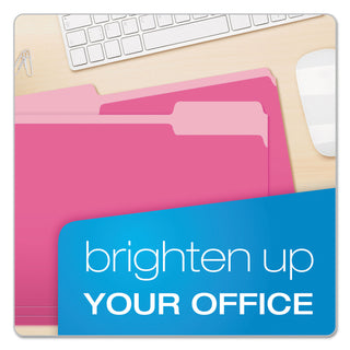 Pendaflex® Colored File Folders, 1/3-Cut Tabs, Letter Size, Pink/Light Pink, 100/Box (ESS15213PIN)