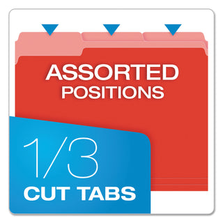 Pendaflex® Colored File Folders, 1/3-Cut Tabs, Letter Size, Red/Light Red, 100/Box (ESS15213RED)