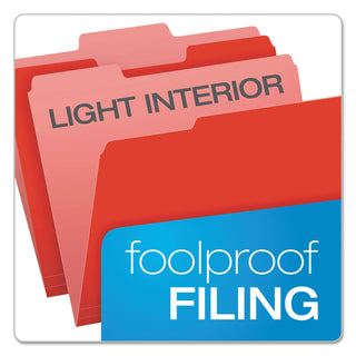 Pendaflex® Colored File Folders, 1/3-Cut Tabs, Letter Size, Red/Light Red, 100/Box (ESS15213RED)