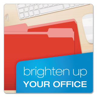 Pendaflex® Colored File Folders, 1/3-Cut Tabs, Letter Size, Red/Light Red, 100/Box (ESS15213RED)
