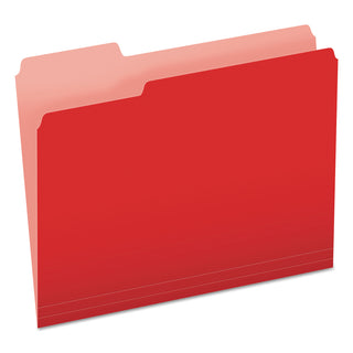 Pendaflex® Colored File Folders, 1/3-Cut Tabs, Letter Size, Red/Light Red, 100/Box (ESS15213RED)