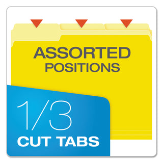 Pendaflex® Colored File Folders, 1/3-Cut Tabs, Letter Size, Yellowith Light Yellow, 100/Box (ESS15213YEL)