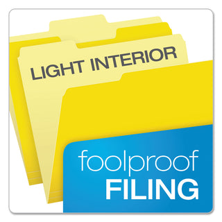 Pendaflex® Colored File Folders, 1/3-Cut Tabs, Letter Size, Yellowith Light Yellow, 100/Box (ESS15213YEL)