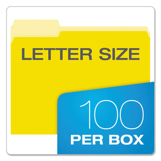Pendaflex® Colored File Folders, 1/3-Cut Tabs, Letter Size, Yellowith Light Yellow, 100/Box (ESS15213YEL)