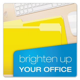 Pendaflex® Colored File Folders, 1/3-Cut Tabs, Letter Size, Yellowith Light Yellow, 100/Box (ESS15213YEL)