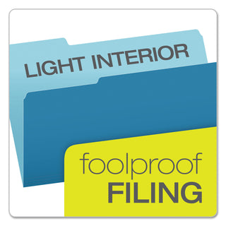 Pendaflex® Colored File Folders, 1/3-Cut Tabs, Legal Size, Blue/Light Blue, 100/Box (ESS15313BLU)