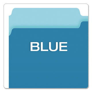 Pendaflex® Colored File Folders, 1/3-Cut Tabs, Legal Size, Blue/Light Blue, 100/Box (ESS15313BLU)