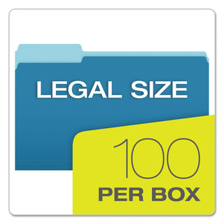 Pendaflex® Colored File Folders, 1/3-Cut Tabs, Legal Size, Blue/Light Blue, 100/Box (ESS15313BLU)