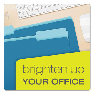 Pendaflex® Colored File Folders, 1/3-Cut Tabs, Legal Size, Blue/Light Blue, 100/Box (ESS15313BLU)