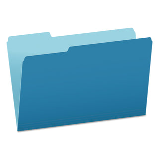 Pendaflex® Colored File Folders, 1/3-Cut Tabs, Legal Size, Blue/Light Blue, 100/Box (ESS15313BLU)