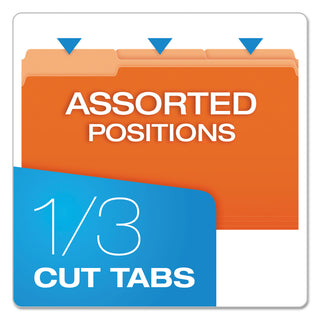 Pendaflex® Colored File Folders, 1/3-Cut Tabs, Legal Size, Orange/Light Orange, 100/Box (ESS15313ORA)