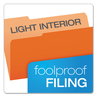 Pendaflex® Colored File Folders, 1/3-Cut Tabs, Legal Size, Orange/Light Orange, 100/Box (ESS15313ORA)