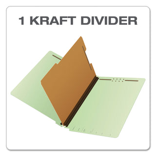 Pendaflex® End Tab Classification Folders, 1 Divider, Letter Size, Pale Green, 10/Box (ESS23214)