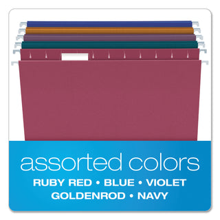 Pendaflex® Earthwise by Pendaflex 100% Recycled Colored Hanging File Folders, Letter Size, 1/5-Cut Tab, Assorted, 20/Box (ESS35117)