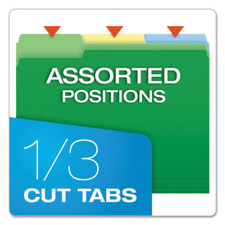 Pendaflex® Double Stuff File Folders, 1/3-Cut Tabs, Letter Size, Assorted, 50/Pack (PFX54460)