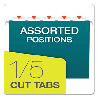 Pendaflex® Colored Hanging Folders, Letter Size, 1/5-Cut Tab, Teal, 25/Box (ESS81614)