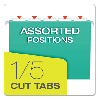 Pendaflex® Colored Hanging Folders, Letter Size, 1/5-Cut Tab, Aqua, 25/Box (ESS81616)