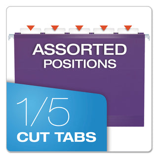 Pendaflex® Colored Reinforced Hanging Folders, Letter Size, 1/5-Cut Tab, Assorted, 25/Box (ESS415215ASST2)