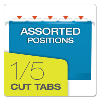 Pendaflex® Colored Reinforced Hanging Folders, Letter Size, 1/5-Cut Tab, Blue, 25/Box (ESS415215BLU)