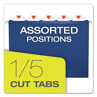 Pendaflex® Colored Reinforced Hanging Folders, Letter Size, 1/5-Cut Tab, Navy, 25/Box (ESS415215NAV)