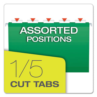Pendaflex® Colored Reinforced Hanging Folders, Legal Size, 1/5-Cut Tab, Bright Green, 25/Box (ESS415315BGR)
