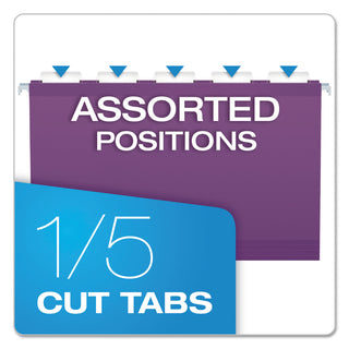 Pendaflex® Colored Reinforced Hanging Folders, Legal Size, 1/5-Cut Tab, Violet, 25/Box (ESS415315VIO)