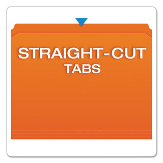 Pendaflex® Double-Ply Reinforced Top Tab Colored File Folders, Straight Tab, Letter Size, Orange, 100/Box (ESSR152ORA)