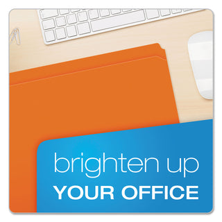 Pendaflex® Double-Ply Reinforced Top Tab Colored File Folders, Straight Tab, Letter Size, Orange, 100/Box (ESSR152ORA)