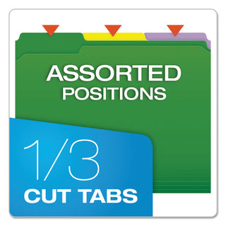 Pendaflex® Double-Ply Reinforced Top Tab Colored File Folders, 1/3-Cut Tabs, Letter Size, Assorted, 100/Box (ESSR15213ASST)