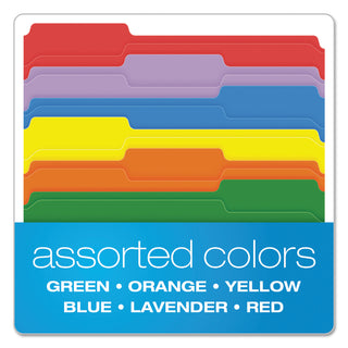 Pendaflex® Double-Ply Reinforced Top Tab Colored File Folders, 1/3-Cut Tabs, Letter Size, Assorted, 100/Box (ESSR15213ASST)