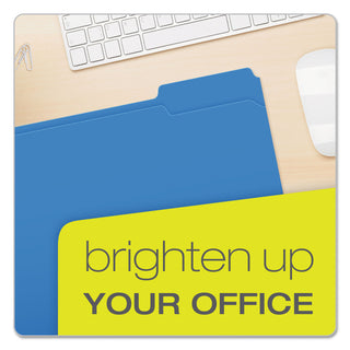 Pendaflex® Double-Ply Reinforced Top Tab Colored File Folders, 1/3-Cut Tabs, Letter Size, Blue, 100/Box (ESSR15213BLU)