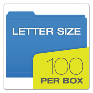Pendaflex® Double-Ply Reinforced Top Tab Colored File Folders, 1/3-Cut Tabs, Letter Size, Blue, 100/Box (ESSR15213BLU)