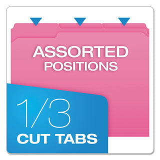 Pendaflex® Double-Ply Reinforced Top Tab Colored File Folders, 1/3-Cut Tabs, Letter Size, Pink, 100/Box (ESSR15213PIN)