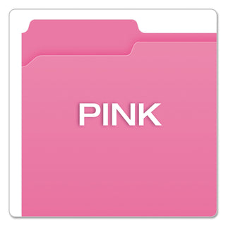 Pendaflex® Double-Ply Reinforced Top Tab Colored File Folders, 1/3-Cut Tabs, Letter Size, Pink, 100/Box (ESSR15213PIN)