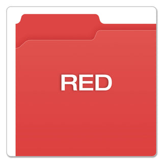 Pendaflex® Double-Ply Reinforced Top Tab Colored File Folders, 1/3-Cut Tabs, Letter Size, Red, 100/Box (ESSR15213RED)